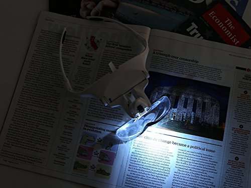 Diagtree Head Mount Magnifier with 2 Led Professional Jeweler's Loupe Light Bracket and Headband ar