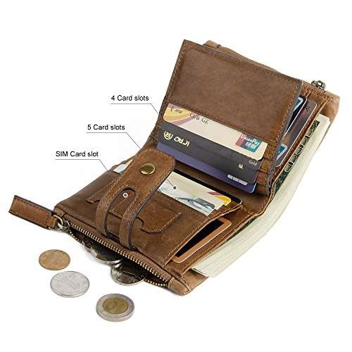 Men's Wallets With Zippers Leather Front Pocket RFID Wallets Mens Leather Wallet Bifold With ..