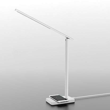 Portable Table Lamp Touch Control USB Rechargeable Desk Lamp With QI Wireless Phone Charger