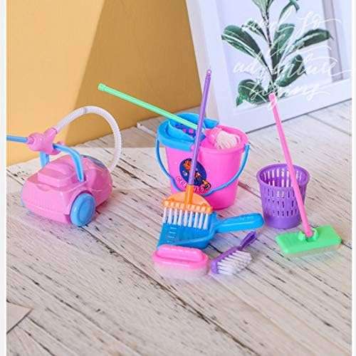 Leisial9 pack Kids Toy Cleaning Set House Toy Mop Broom Brush and Dustpan Pretend Play Toy Kit For