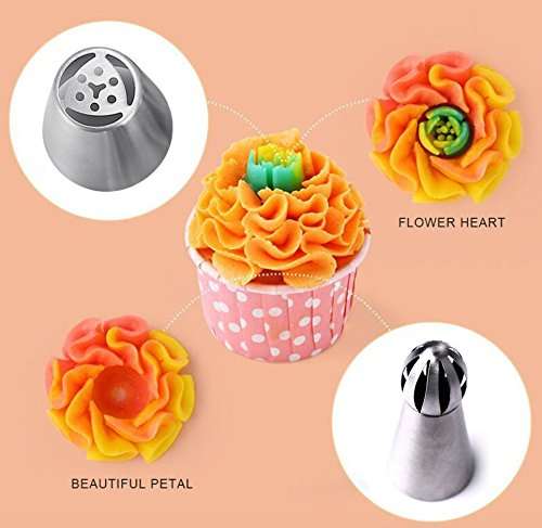 Premium Russian Piping Tips Cake Decorating Supplies The COMPLETE Set -12 Unique Icing Nozzles, 2 S