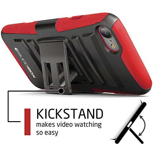 BUDDIBOX iPhone 7 Case / iPhone 8 Case, [HSeries] Heavy Duty Swivel Belt Clip Holster with Kickstan