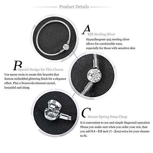 Charm Bracelet fit Pandora Charms, 925 Sterling Silver Basic Snake Chain Bracelet for Wo..