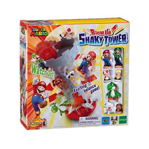 Epoch Games Super Mario Blow Up! Shaky Tower Balancing Game, Tabletop Skill and Action Game with ...