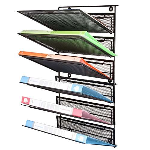 SamStar 6 Tier Hanging Wall File Holder Organizer, Legal / Letter Size, Metal Mesh Document Holder