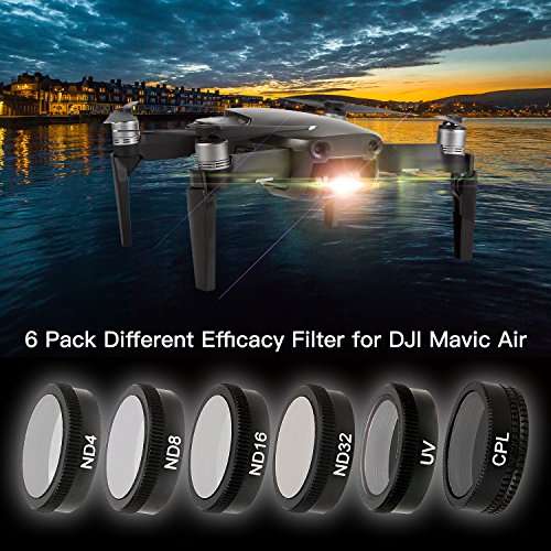 Oumers DJI Mavic Air Lens Filters (6 Pack) CPL,UV, ND4, ND8, ND16, ND32, Mavic Air Accessories 4K C