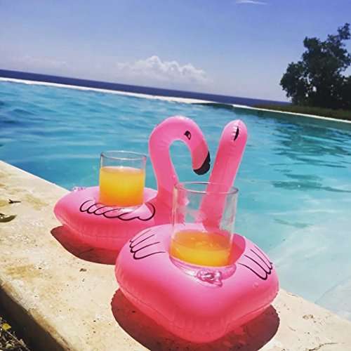 Outgeek Floating Drink Holders, 12 Pcs Inflatable Palm Tree Drink Holders Flamingos Flamingo Drink
