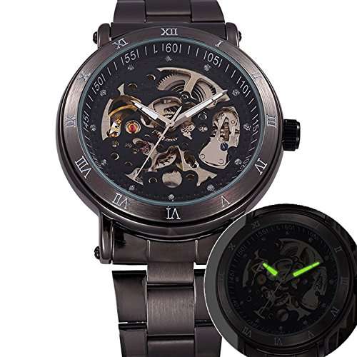 Carrie Hughes Men's Automatic Watch Steampunk Skeleton Mechanical Luminous waterproof Watch