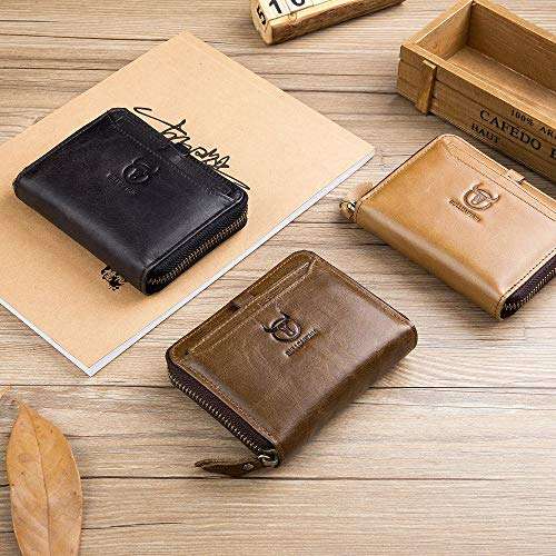 SHAKARAKA Mens Wallet RFID Blocking Minimalist Vintage Genuine Cowhide Leather Wallet for Men