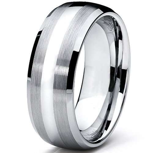 8MM Dome Men's Tungsten Carbide Ring Wedding Band Sizes 5 to 15