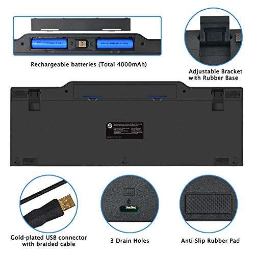 Mechanical Keyboard, UtechSmart Mercury LED Backlit Full Size 2.4 GHz Wireless/USB Wired Dual..