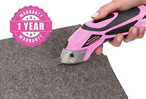 Pink Power Electric Fabric Scissors Box Cutter for Crafts, Sewing, Cardboard, Scrapbooki..