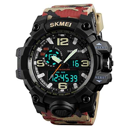Men's Sports Watches Dual Display Outdoor Military Stopwatch Digital Watch 30M Waterproof Mul..
