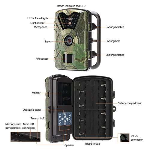 Remote Trail Camera Stealth Hunting Camera 1080P HD Night Vision 66 ft Self-timer Motion Sensor IP6