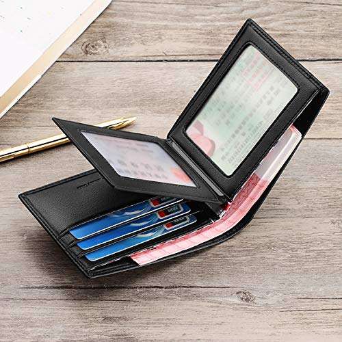 WilliamPOLO Mens Wallet Genuine Leather Front Pocket Money Clip Slim Purse (Black-02)