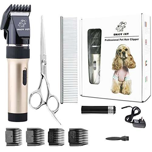 ENJOY PET Dog Clippers Cat Shaver, Professional Hair Grooming Clippers Detachable Blades Cordless