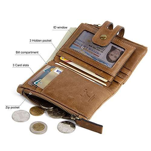Men's Wallets With Zippers Leather Front Pocket RFID Wallets Mens Leather Wallet Bifold With ..