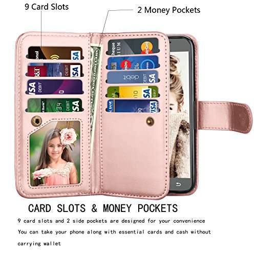 Njjex Galaxy J7 Sky Pro Wallet Case, For Galaxy J7 V /J7 Prime/J7 Perx Case, PU Leather [9 Card Slo