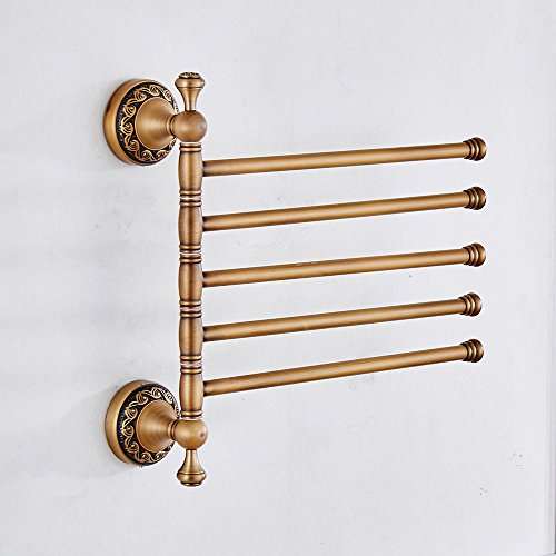 Leyden TM Antique Brass Active 5-Arm Swing Towel Rack Towel Rotated Bar Organizer Holder Wall..