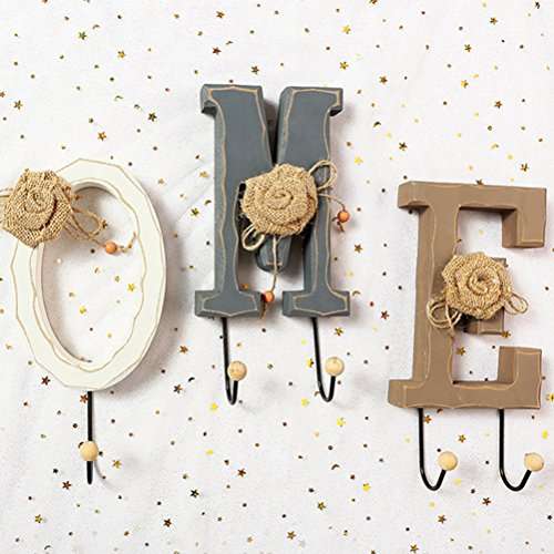 Healifty English HOME Letters Coat Hat Hooks Vintage Wooden Letters Home Decor Wall Furnishin..