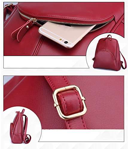 aiseyi Women Black Leather Backpack for Girls Drawstring Schoolbag Casual Daypack