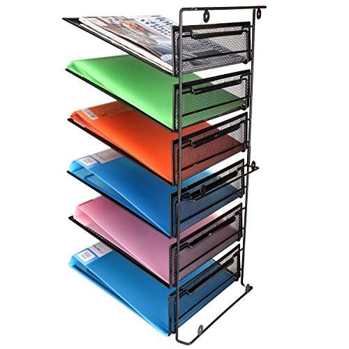 SamStar 6 Tier Hanging Wall File Holder Organizer, Legal / Letter Size, Metal Mesh Document Holder