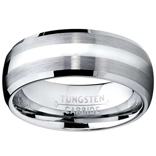 8MM Dome Men's Tungsten Carbide Ring Wedding Band Sizes 5 to 15