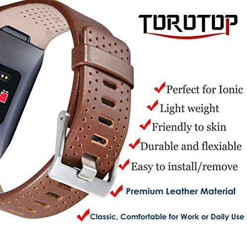 For Fitbit Ionic Watch Band,TOROTOP Genuine Leather Replacement Accessories Straps for Fitbit Ionic