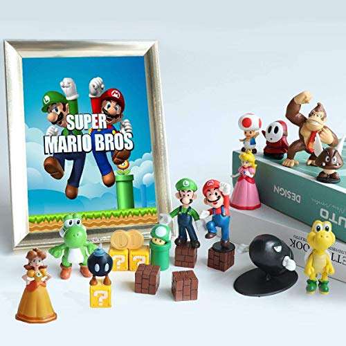 Pantyshka 33 PCS Super Mario Action Figures,Super Mario Bros Toys Figurines Peach Daisy Princess,...