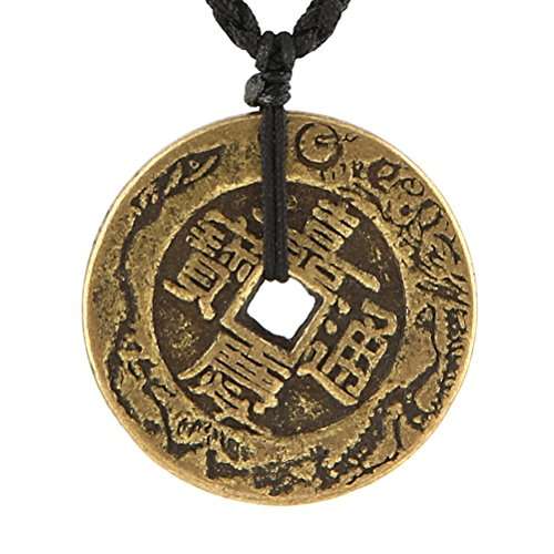 HZMAN Brass Talisman Chinese Feng Shui Coins Pendant Necklaces for Wealth and Success