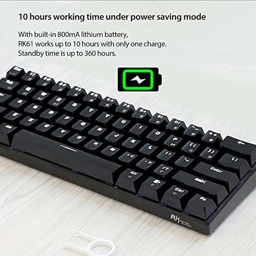 Royal Kludge RK61 61 Keys Wired/ Wireless Multi-Device Yellow LED Backlit Mechanical Gaming/O..