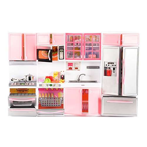Emorefun Battery Powered Modern Kitchen Play Kitchen Set Pretend Play Kitchen Toys for Kids with So