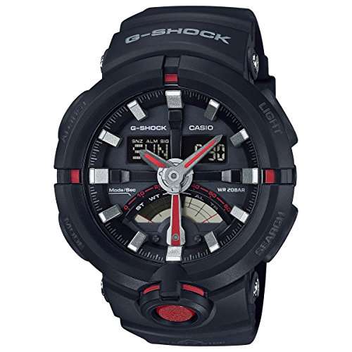 Casio G Shock Urban Black and Red Resin Mens Watch GA500-1A4