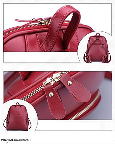 aiseyi Women Black Leather Backpack for Girls Drawstring Schoolbag Casual Daypack