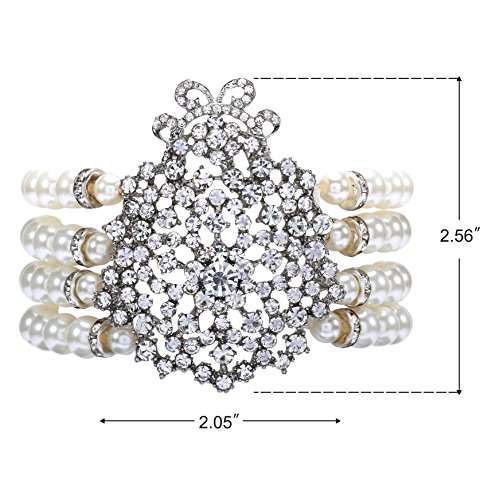 BABEYOND 1920s Flapper Imitation Pearl Bracelet Great Gatsby Elastic Pearl Bracelet Roaring 20s Acc