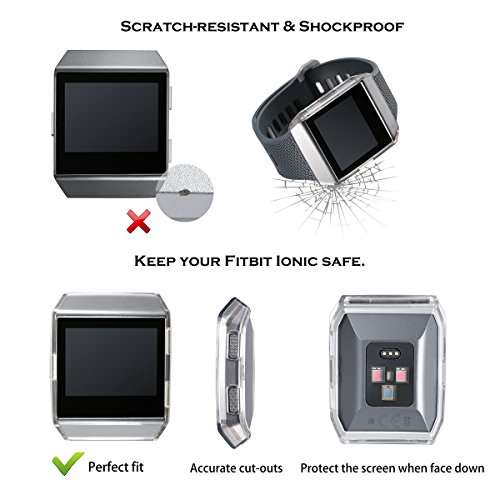 For Fitbit Ionic Case,bayite TPU Rugged Protective Frame Shock Resistant Cover Shell For Fitbit Ion