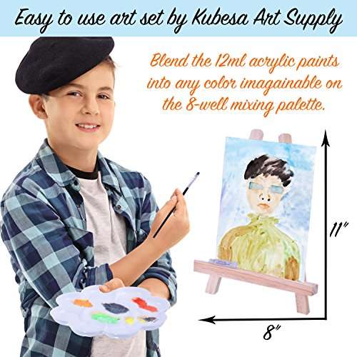 Kubesa Art Supply 11-piece Table Easel with Acrylic Painting Set