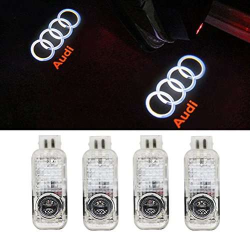 Grolish 4-Pack Audi Easy Installation Car Door LED Lighting Logo Projector Door Step Courtesy Light