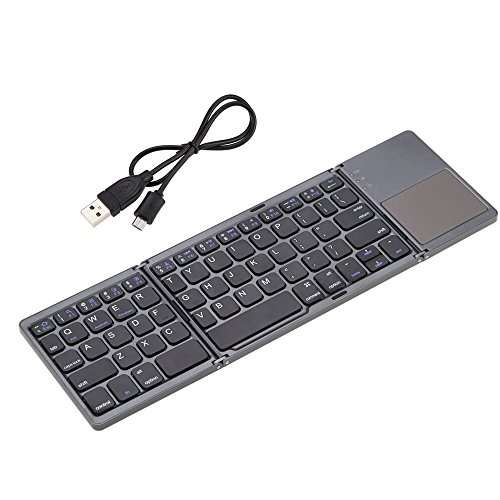Folding Bluetooth Keyboard, Rechargeable Portable BT Wireless Foldable Mini Keyboard with Touchpad