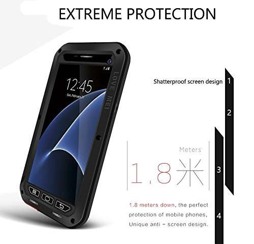 Galaxy S7 Case,bpowe Love Mei sturdy case Gorilla Glass Luxury Aluminum Alloy Protective Metal Wate