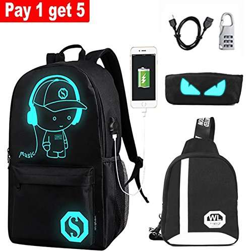 Big Sale! SEEU Fashion School Bag Backpack for Girls Boys, w/ Florescent Mark & Foldable Travel Bac