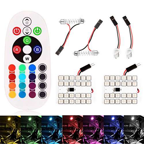 T10 RGB 5050 12SMD Car Led Remote Control Rgb License Panel Interior Auto Lamp