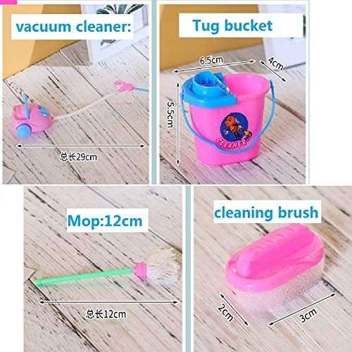 Leisial9 pack Kids Toy Cleaning Set House Toy Mop Broom Brush and Dustpan Pretend Play Toy Kit For