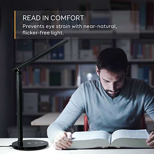 LED Desk , Metal Table Lamp with 5 Color Modes and 6 Brightness Levels, USB Charging