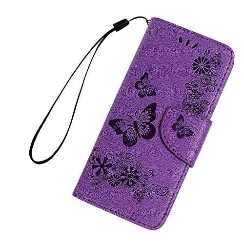 S9 Case, Samsung Galaxy S9 Case, Wallet Case Cover 3D Embossed Butterfly Totem Mandala Flower Flora