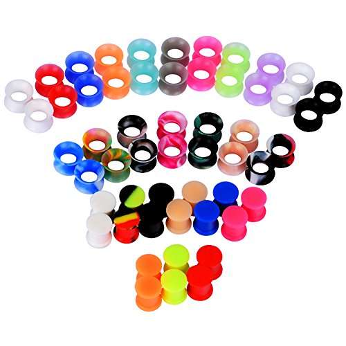 IU Mode 54PCS Silicone Tunnels Ear Gauges Tunnels Plugs Stretchers Expander 2g-3/4"