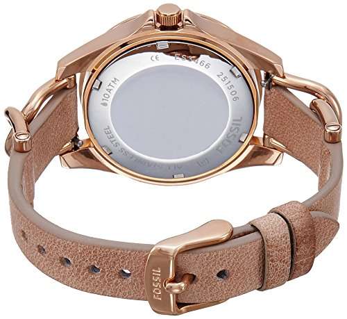 Fossil Women's ES3466 Riley Rose Gold-Tone Stainless Steel and Leather Watch with Crystal Acc..