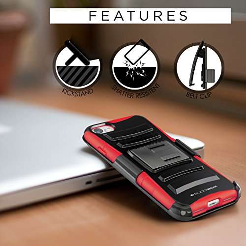 BUDDIBOX iPhone 7 Case / iPhone 8 Case, [HSeries] Heavy Duty Swivel Belt Clip Holster with Kickstan