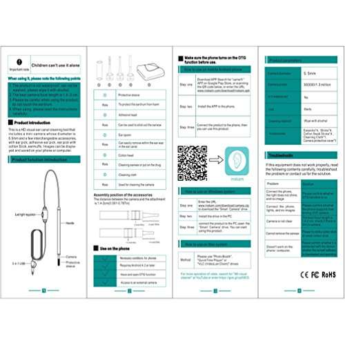 ALLCACA 3 in 1 Ear Endoscope 1.3 Megapixel HD Ear Inspection Camera Portable Ear Borescope with USB