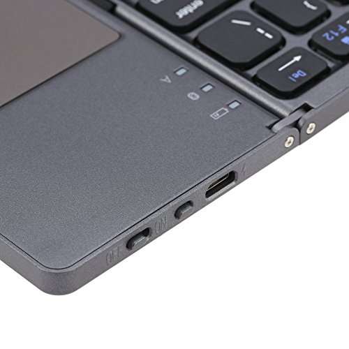 Folding Bluetooth Keyboard, Rechargeable Portable BT Wireless Foldable Mini Keyboard with Touchpad